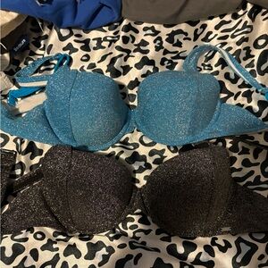 Glittery Blue and Black Women's Bathing suit Set
